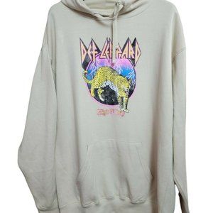 Def Leppard Men's High N Dry Cheetah Hoodie Beige XL New